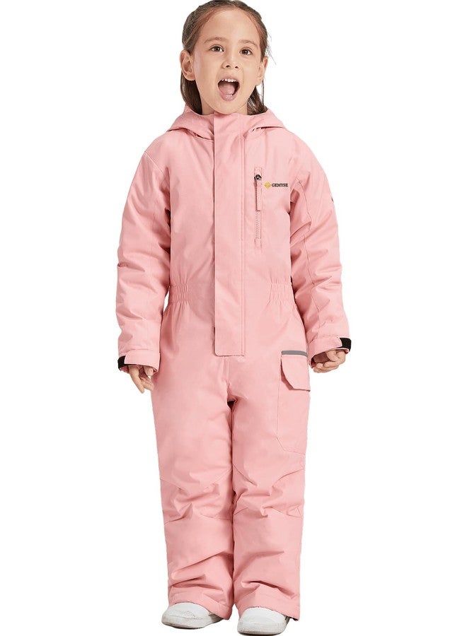 GEMYSE Kids One Pieces Ski Suits Jumpsuits Boys Girls' Winter Outdoor Snowboarding Waterproof Snowsuits (Coral Pink,4/5) - Image 1